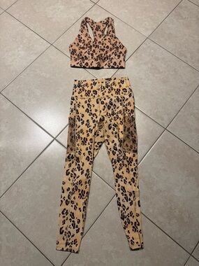 PowerHold Fabletics Leopard Print Leggings - Yellow & Black